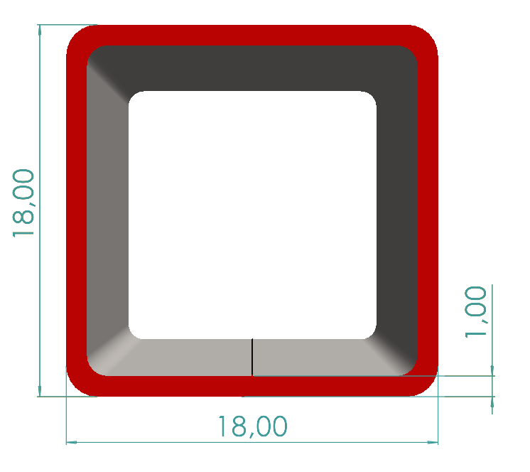 18x18x1,00 mm Kutu Profili
