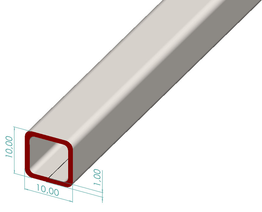 10x10x1,00 mm Kutu Profili