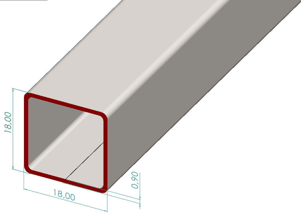 18x18x0,90 mm Kutu Profili