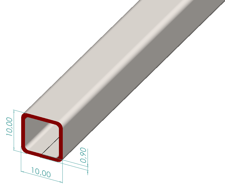 10x10x0,90 mm Kutu Profili