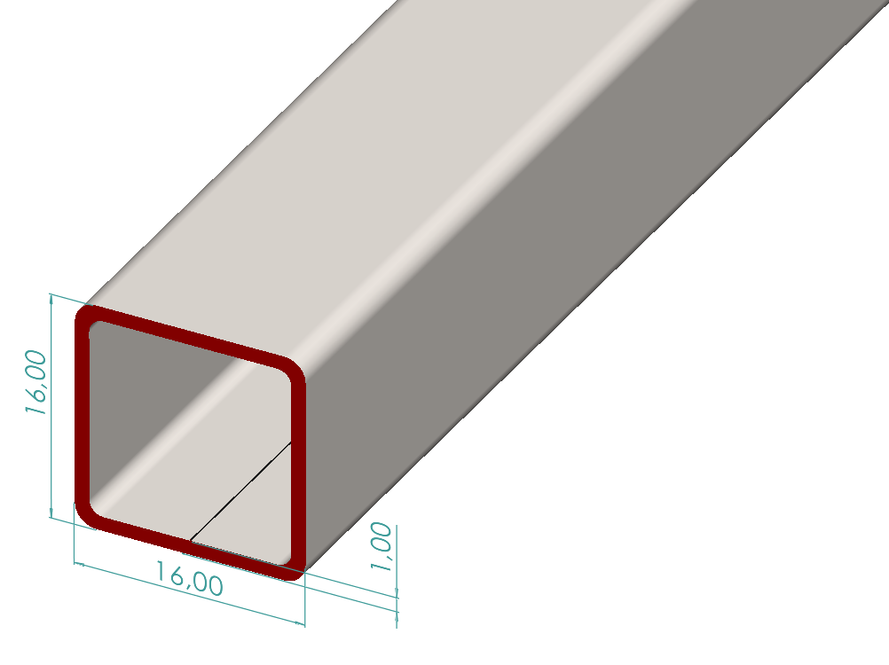 16x16x1,00 mm Kutu Profili