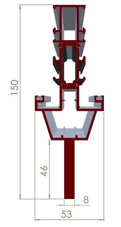 ALUMİNYUM PENCERE ORTA KAYIT PROFİLİ