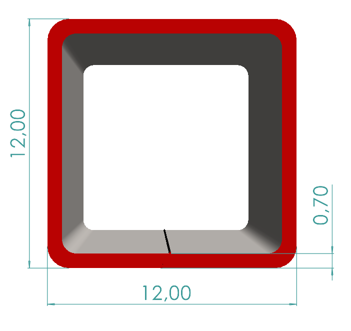 12x12x0,70 mm Kutu Profili
