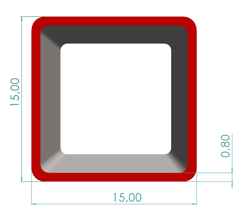 15x15x0,80 mm Kutu Profili