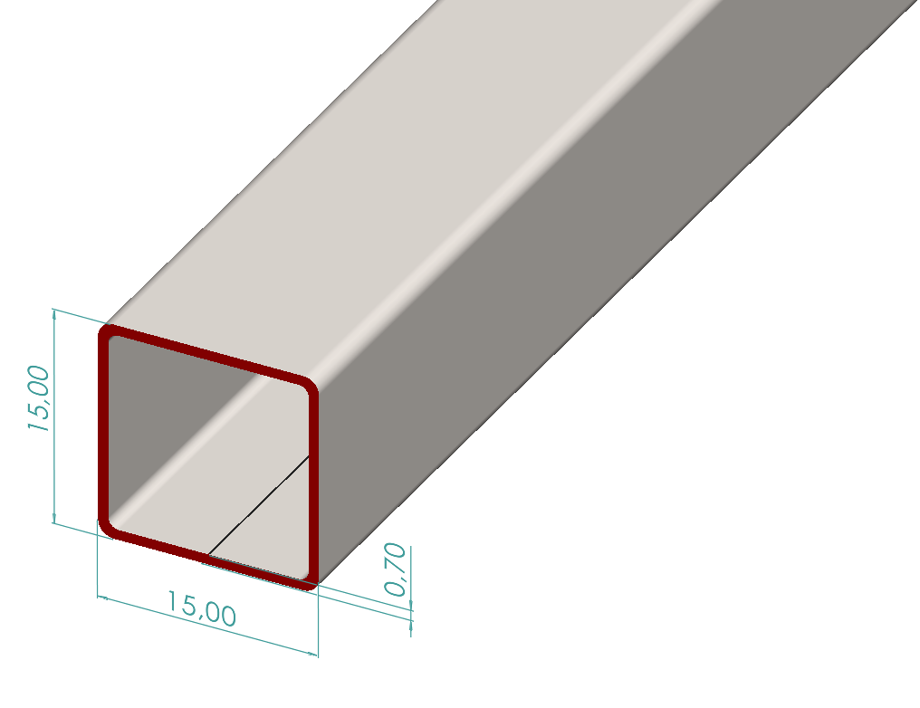 15x15x0,70 mm Kutu Profili
