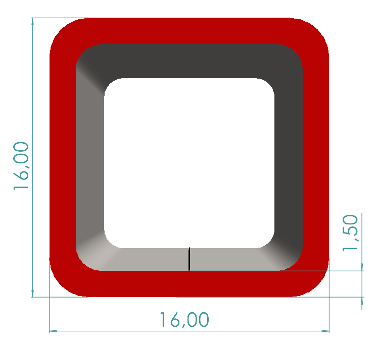 16x16x1,50 mm Kutu Profili
