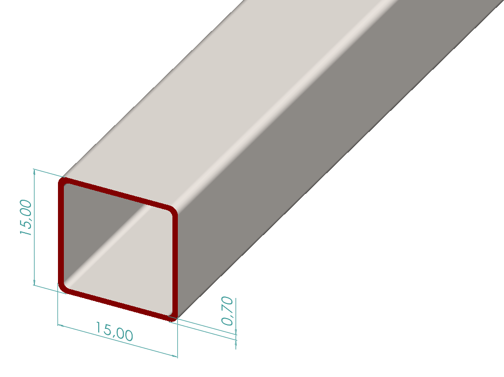 15x15x0,70 mm Kutu Profili