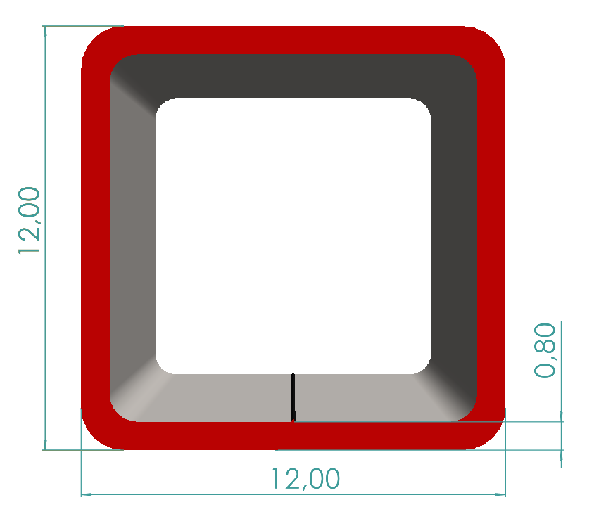 12x12x0,80 mm Kutu Profili