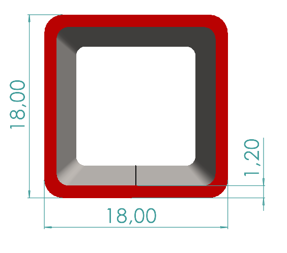 18x18x1,20 mm Kutu Profili