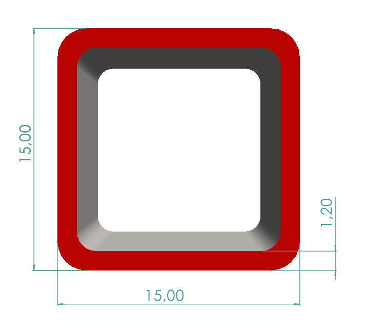 15x15x1,20 mm Kutu Profili