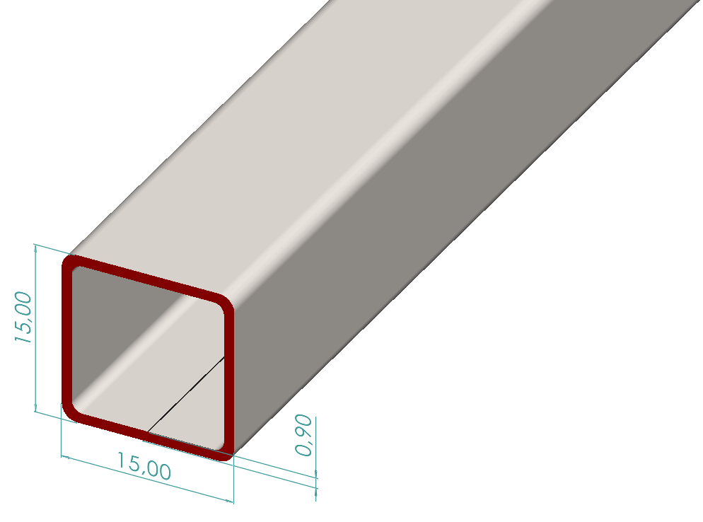 15x15x0,90 mm Kutu Profili