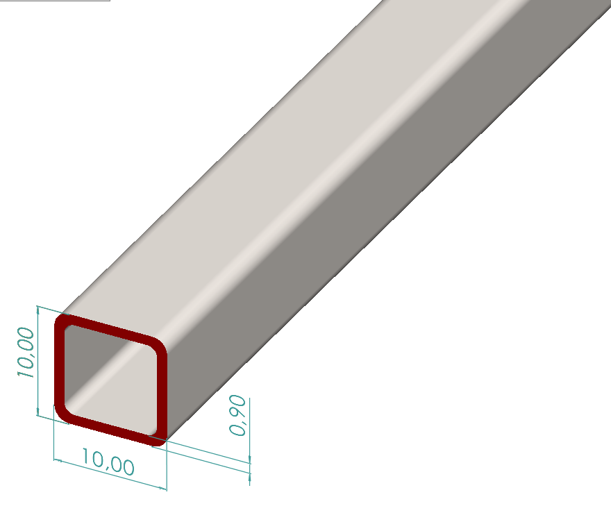 10x10x0,90 mm Kutu Profili