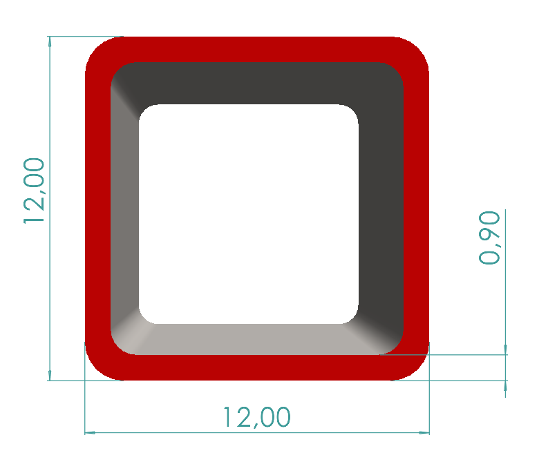 12x12x0,90 mm Kutu Profili