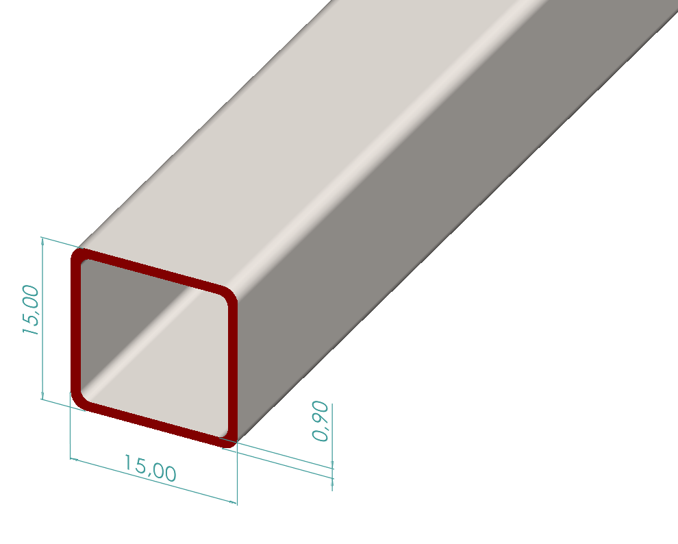 15x15x0,90 mm Kutu Profili
