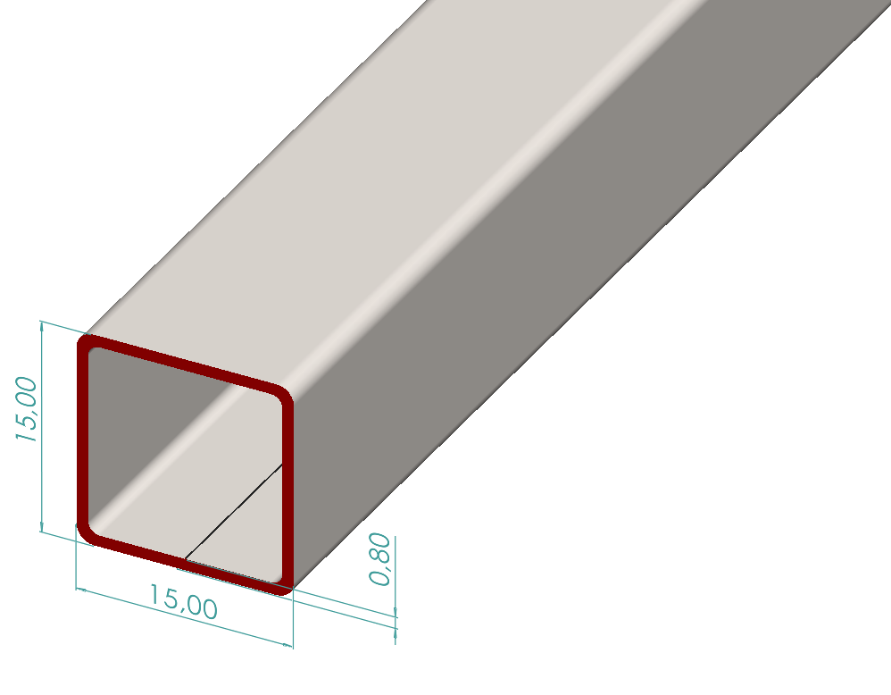 15x15x0,80 mm Kutu Profili