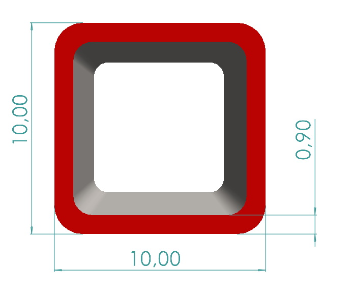 10x10x0,90 mm Kutu Profili