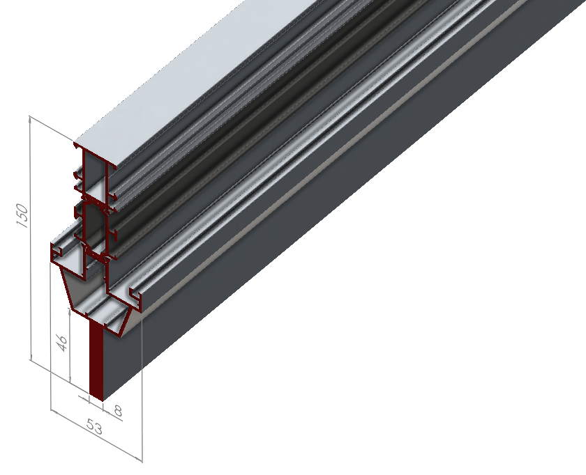 ALUMİNYUM PENCERE ORTA KAYIT PROFİLİ