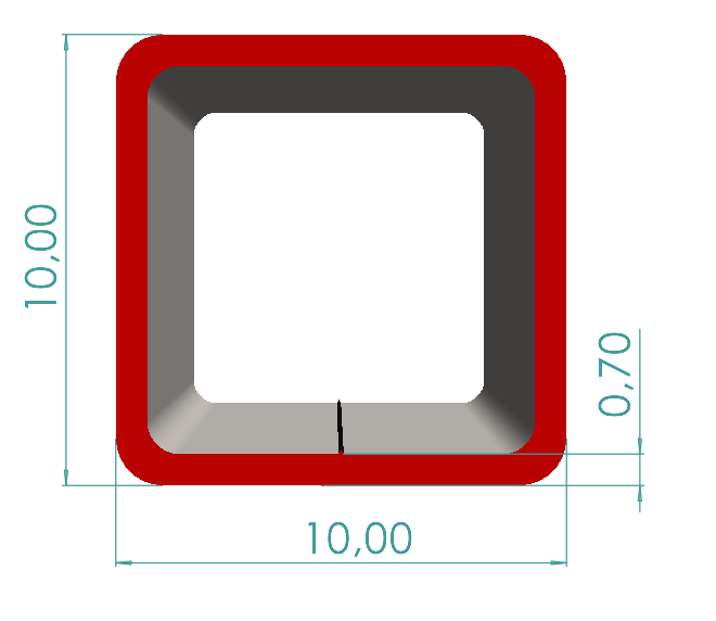 10x10x0,70 mm Kutu Profili