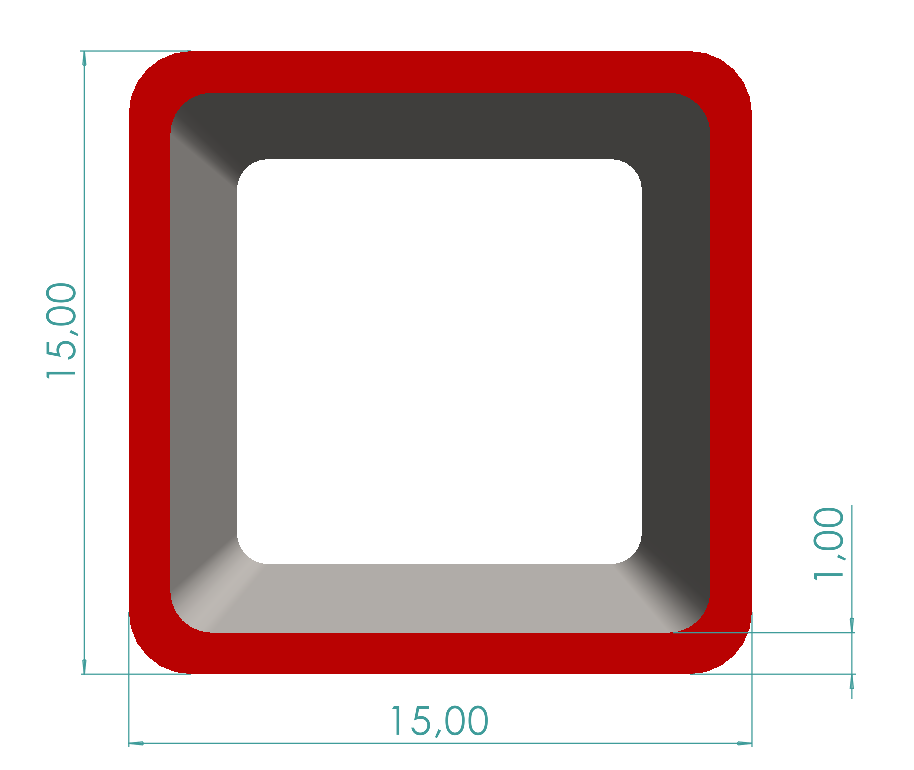 15x15x1,00 mm Kutu Profili