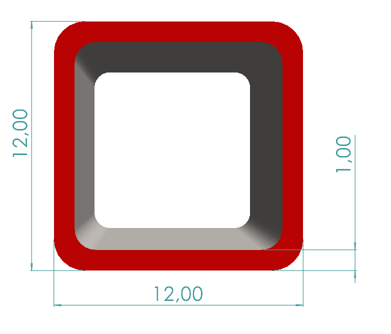12x12x1,00 mm Kutu Profili